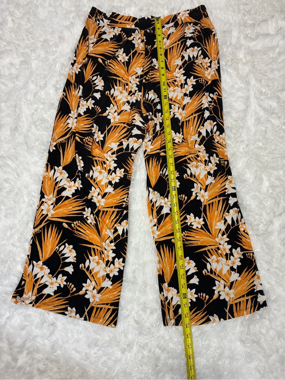 Jessica London Tropical Wide Leg Palazzo Pants / Black Yellow Floral / Boho Chic - Picture 7 of 9